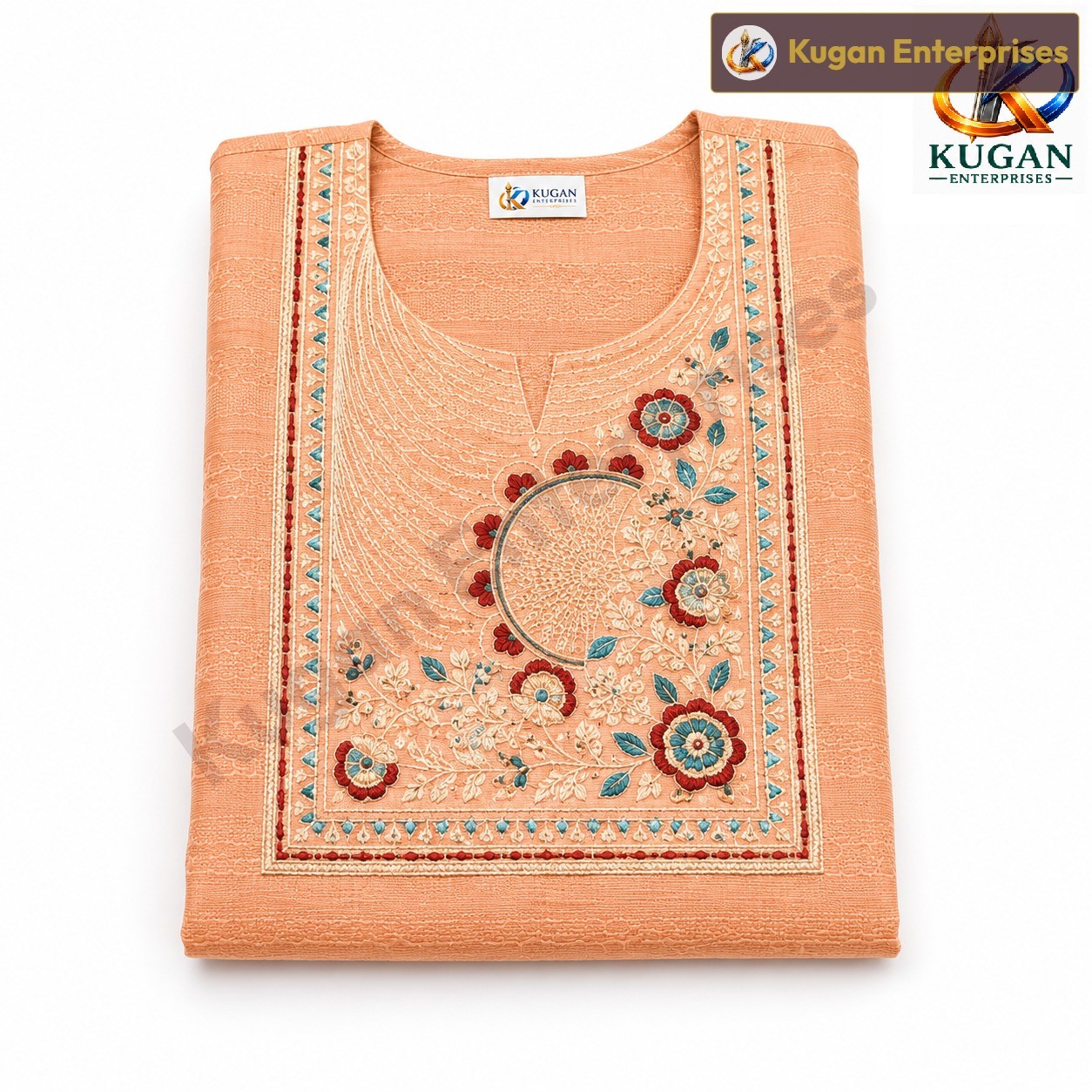 Peach Bloom Embroidered Kurta Set