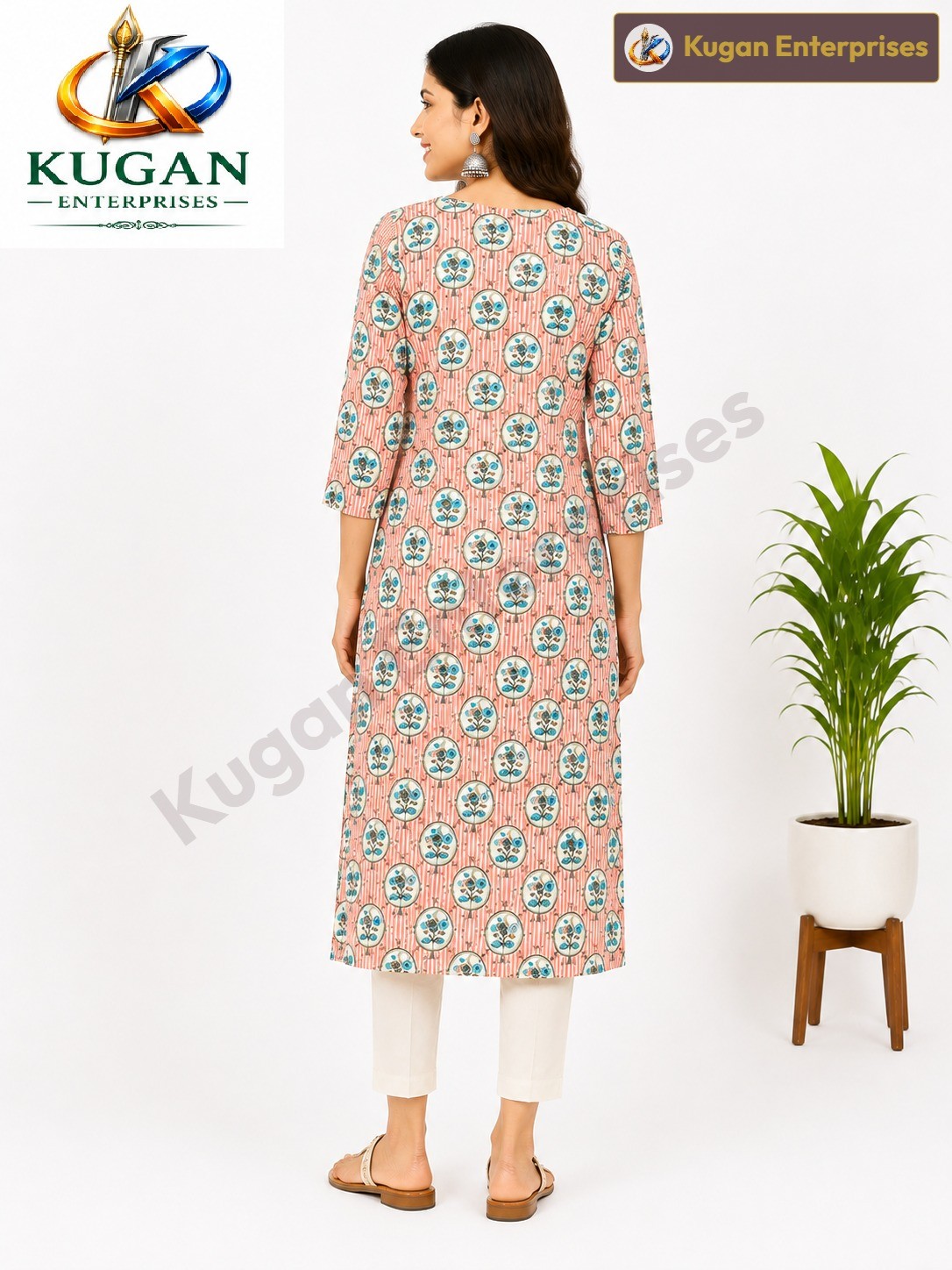 Coral Bloom Embroidered Printed Kurta
