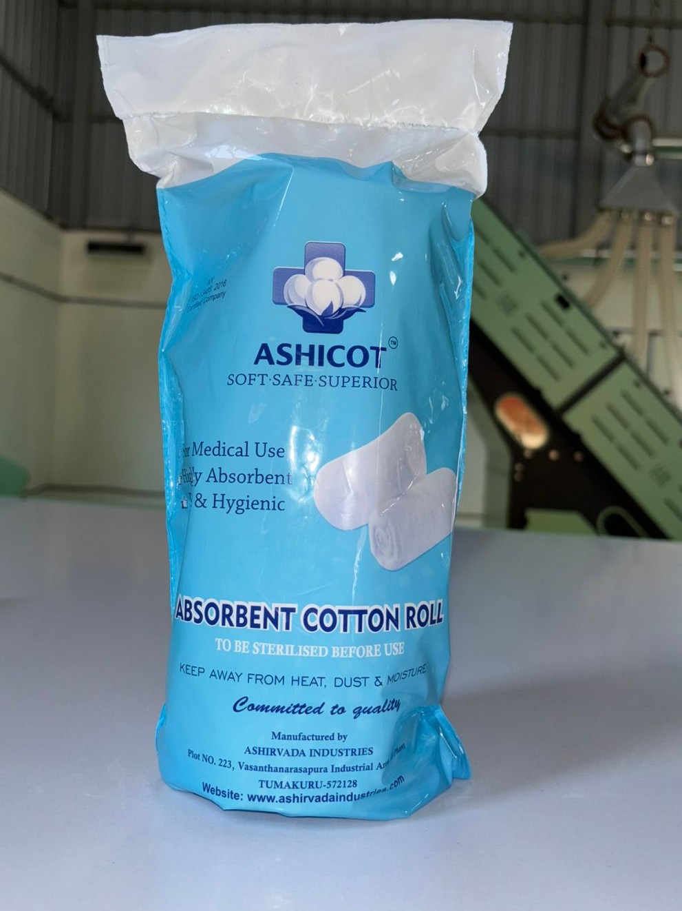 ASHICOT Absorbent Cotton Roll 250gm for Medical Use – 100% Pure, Soft & Non-Sterile for First Aid, Wound Dressing, Baby Cleaning, Clinics